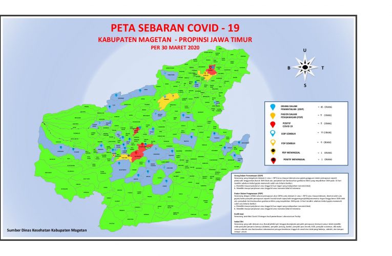 Update terbaru Peta Sebaran Covid-19 di kabupaten Magetan per Senin 30 Maret 2020