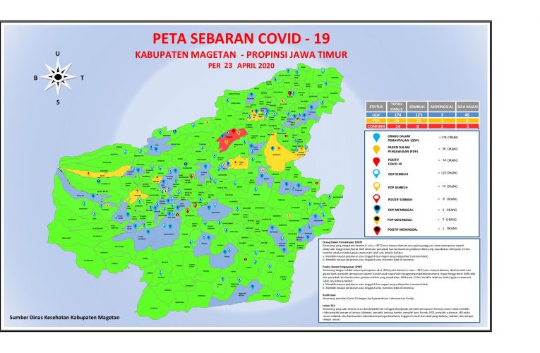 Update terbaru Peta Sebaran Covid-19 di kabupaten Magetan per Kamis, 23 April 2020