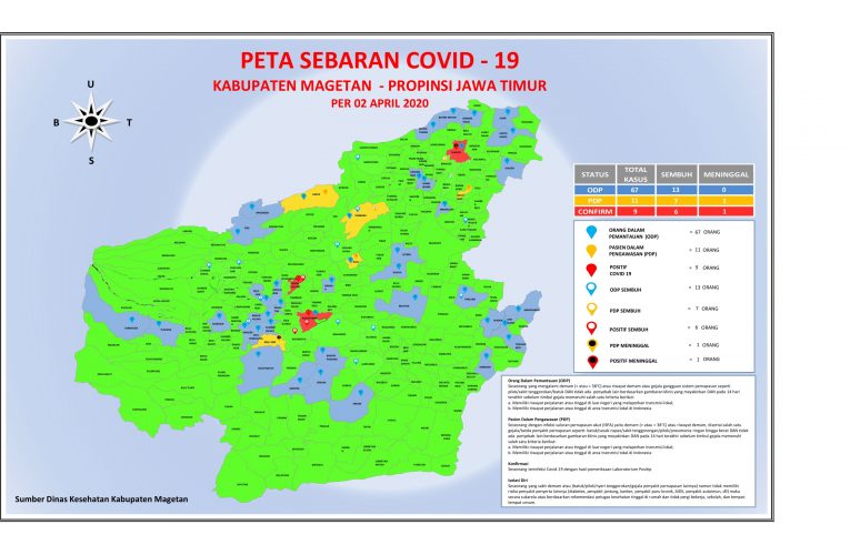 Update terbaru Peta Sebaran Covid-19 di kabupaten Magetan per Kamis 2 April 2020