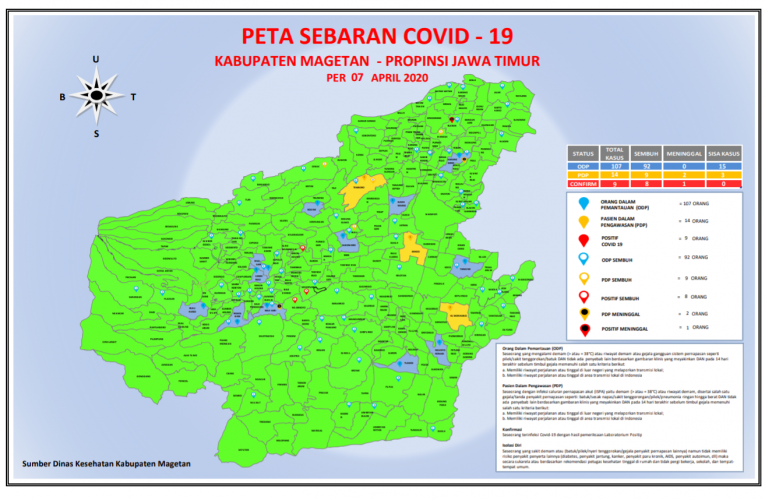 Update terbaru Peta Sebaran Covid-19 di kabupaten Magetan per Selasa, 7 April 2020.