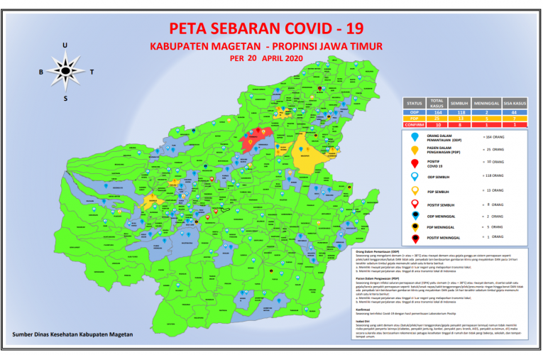 Update terbaru Peta Sebaran Covid-19 di kabupaten Magetan per Senin, 20 April 2020