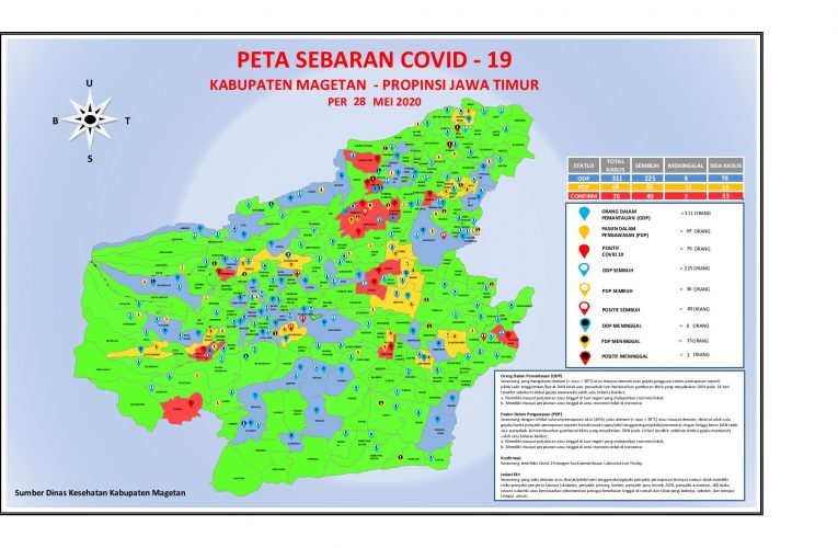 Update terbaru Peta Sebaran Covid-19 di kabupaten Magetan per Kamis, 28 Mei 2020