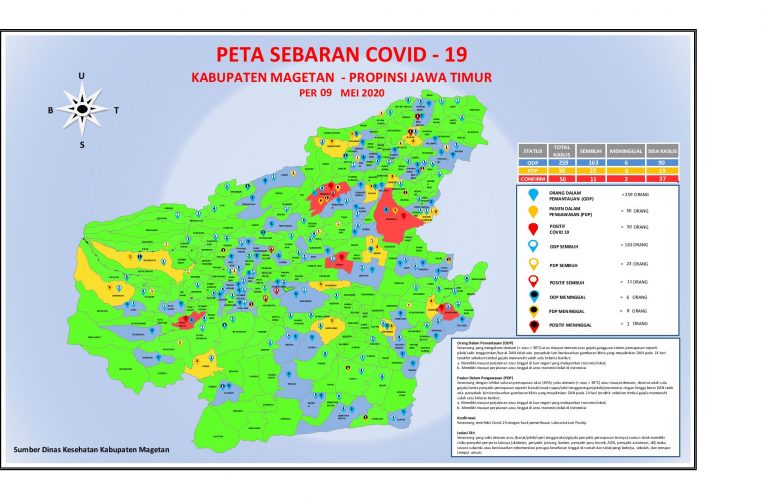 Update terbaru Peta Sebaran Covid-19 di kabupaten Magetan per Sabtu, 9 Mei 2020