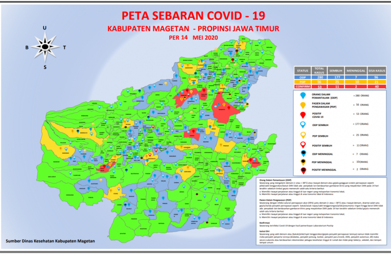 Update terbaru Peta Sebaran Covid-19 di kabupaten Magetan per Kamis, 14 Mei 2020