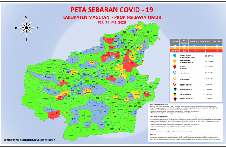 Update terbaru Peta Sebaran Covid-19 di kabupaten Magetan per Kamis, 21 Mei 2020.