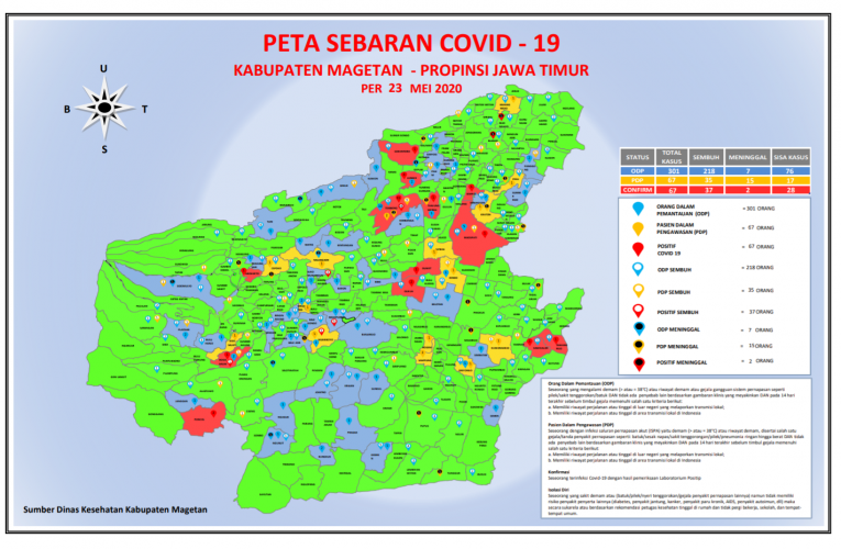 Update terbaru Peta Sebaran Covid-19 di kabupaten Magetan per Jumat, 22 Mei 2020.