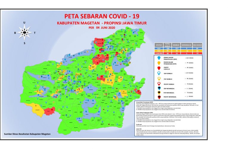 Update terbaru Peta Sebaran Covid-19 di kabupaten Magetan per Kamis, 04 Juni 2020