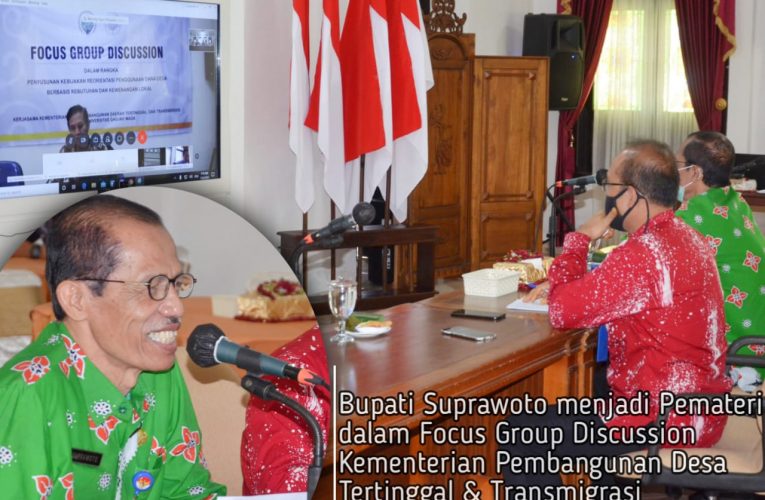 Bupati Suprawoto menjadi Pemateri dalam Focus Group Discussion “Penyusunan Kebijakan Reorientasi Penggunaan Dana Desa Berbasis Kebutuhan dan Kewenangan Lokal”