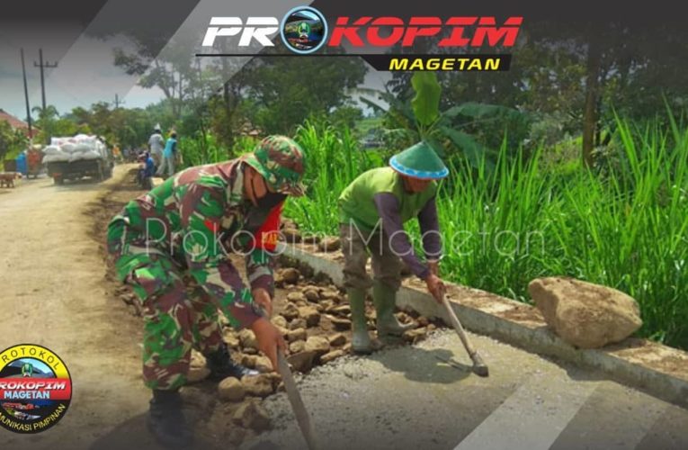 Babinsa Bersama Warga Getasanyar Kerja Bakti Perbaikan Jalan Desa