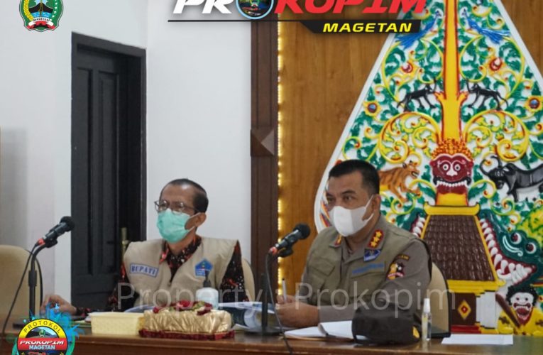 Rakor Perkembangan Kasus Covid-19 di Kabupaten Magetan Bersama Tim Satgas Covid-19 Nasional