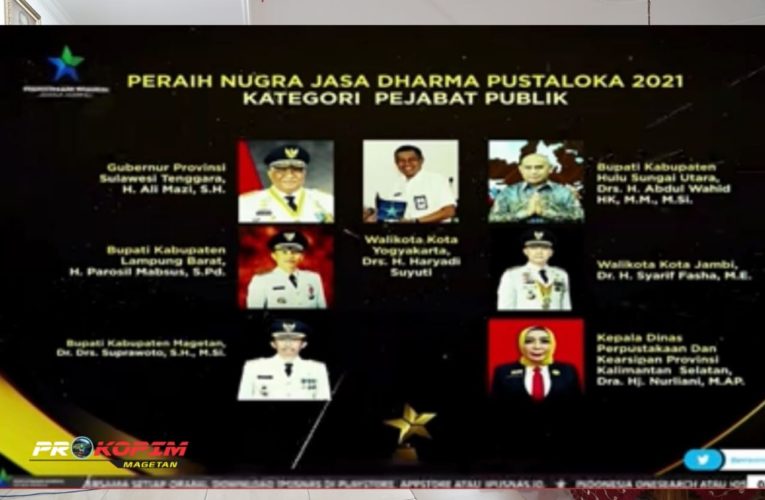 Gemilang Perpustakaan Nasional 2021 : Bupati Magetan Raih Kategori Pejabat Publik.