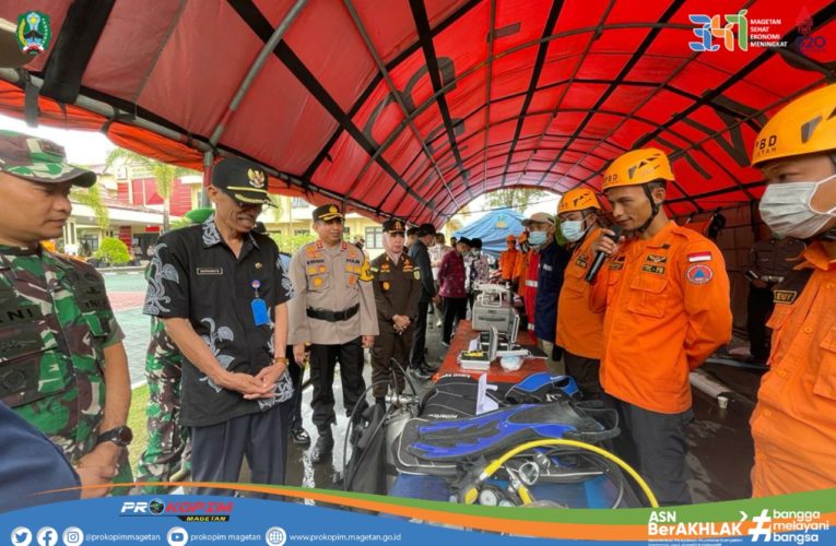 Bupati Magetan Pimpin Apel Gelar Pasukan ” Kesiapan Penanganan Bencana Alam Tahun 2022″