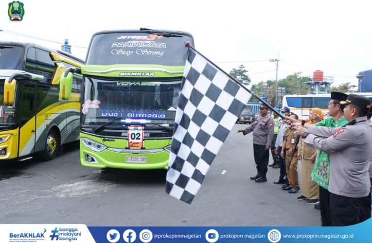 BERSAMA FORKOPIMDA, BUPATI BERANGKATKAN 1625 JEMAAH NU MAGETAN MENUJU SIDOARJO