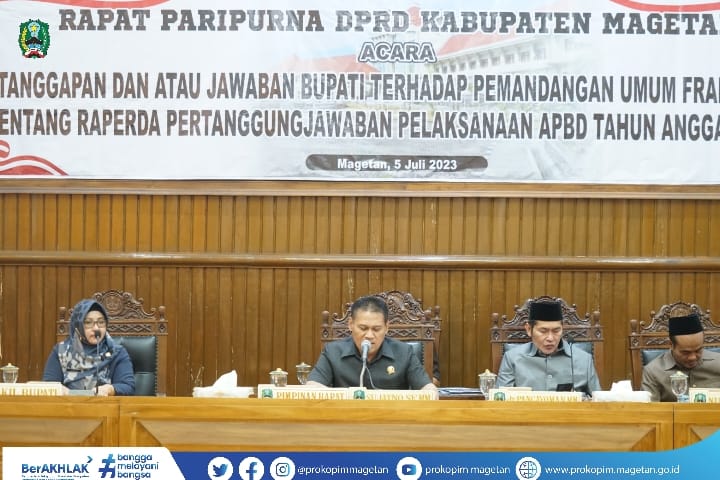 Rapat Paripurna DPRD Kabupaten Magetan, Agenda Acara Tanggapan dan atau Jawaban Bupati