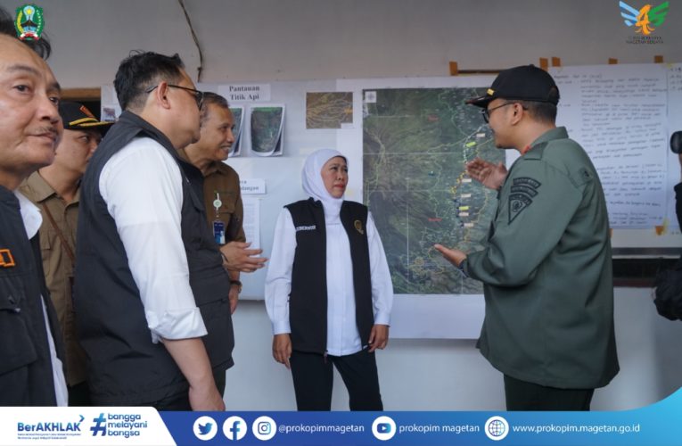 Gubernur Khofifah Tinjau Posko Satgas KARHUTLA BKPH Lawu Selatan Yang Berada Di Desa Ngiliran, Kecamatan Panekan