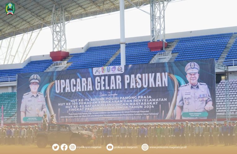 Upacara HUT Satpol PP, Satlinmas dan Damkar Berlangsung di Jember