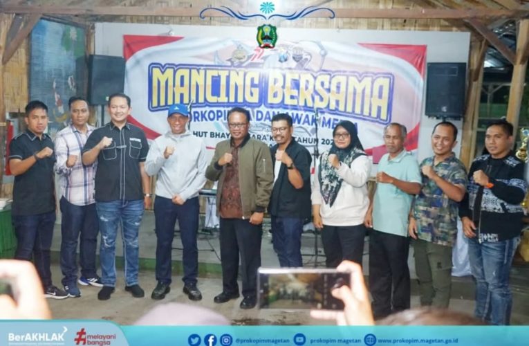Mempererat Sinergitas, Kapolres Magetan dan Awak Media Mancing Bersama Rayakan HUT ke- 79 Bhayangkara