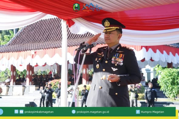 Kapolres Magetan Bacakan Amanat Kapolda Jatim pada Upacara Hari Bhayangkara ke-80