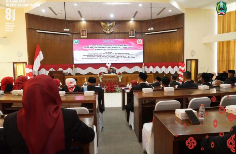 Rapat Paripurna Istimewa DPRD Kab. Magetan dengan Agenda Mendengarkan Pidato Kenegaraan Presiden RI dalam rangka Peringatan HUT ke – 81 Kemerdekaan Republik Indonesia Tahun 2026.
