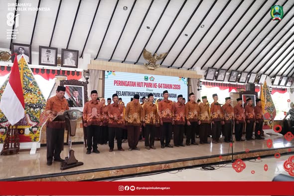 Pengukuhan Pengurus PWRI Kecamatan, Pemkab Magetan Dorong PWRI Jadi Mitra Strategis Pembangunan